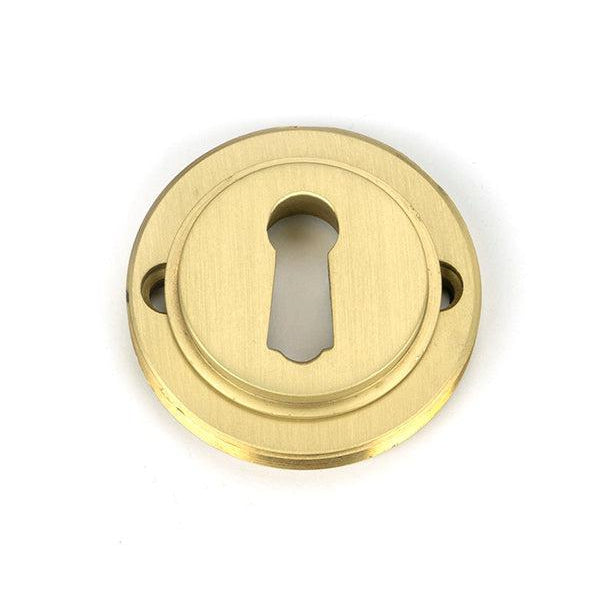 Satin Brass Round Escutcheon (Art Deco) | From The Anvil-Escutcheons-Yester Home