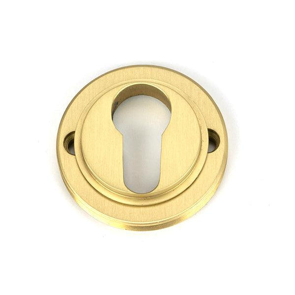 Satin Brass Round Euro Escutcheon (Beehive) | From The Anvil-Euro Escutcheons-Yester Home