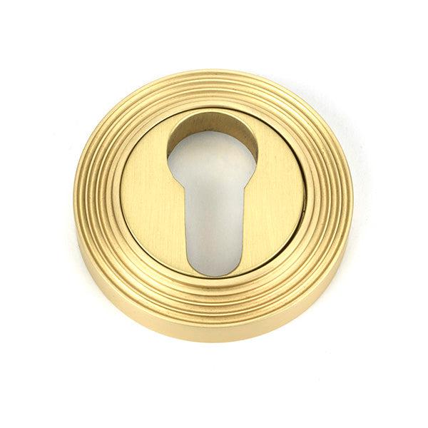 Satin Brass Round Euro Escutcheon (Beehive) | From The Anvil-Euro Escutcheons-Yester Home