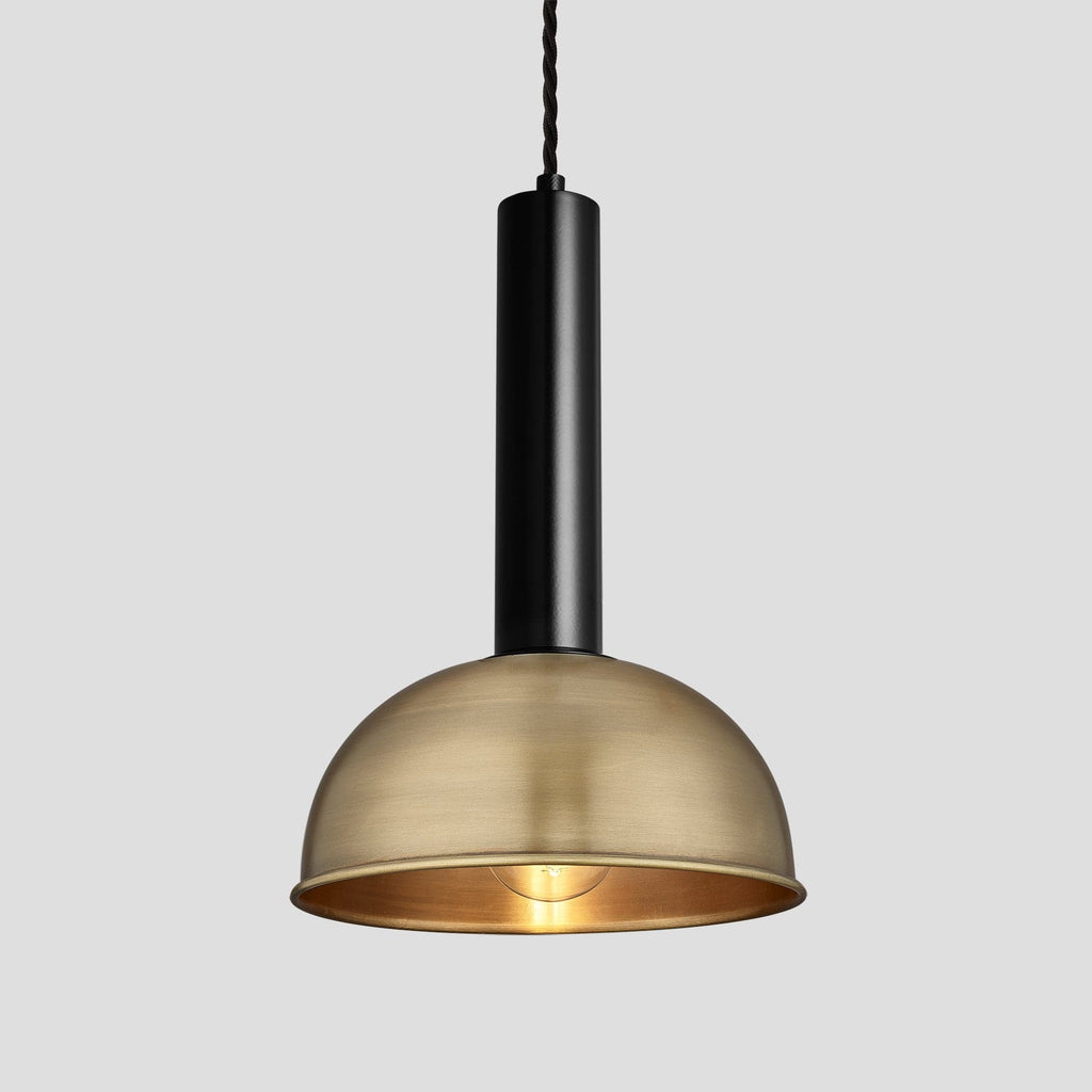 Sleek Cylinder Dome Pendant Light - 8 Inch - Brass-Ceiling Lights-Yester Home