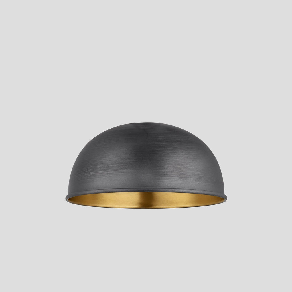 Sleek Cylinder Dome Pendant Light - 8 Inch - Pewter & Brass-Ceiling Lights-Yester Home