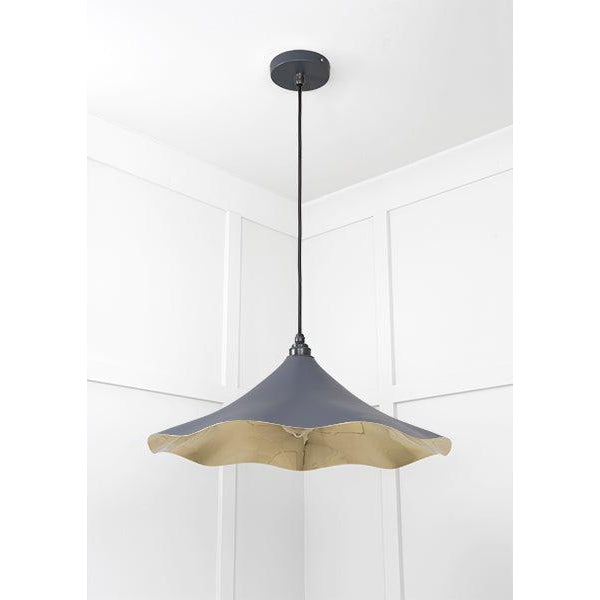 Smooth Brass Flora Pendant in Slate-Ceiling Pendants-Yester Home