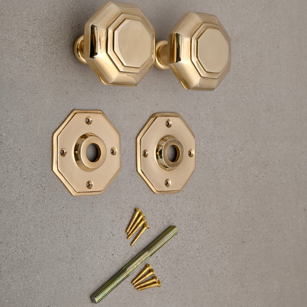 Solid Brass Georgian Mortice Door Knobs (Unsprung)-Mortice Knobs-Yester Home