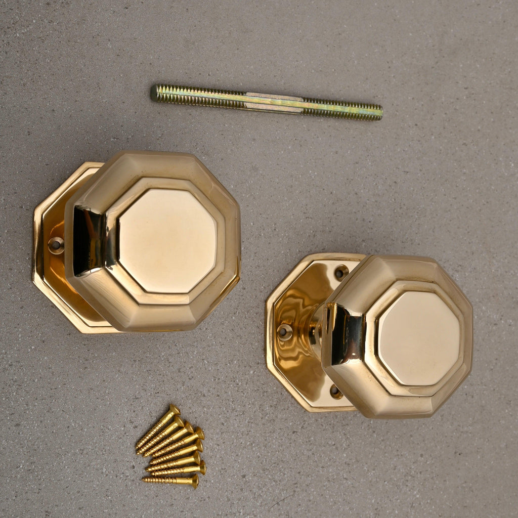 Solid Brass Georgian Mortice Door Knobs (Unsprung)-Mortice Knobs-Yester Home