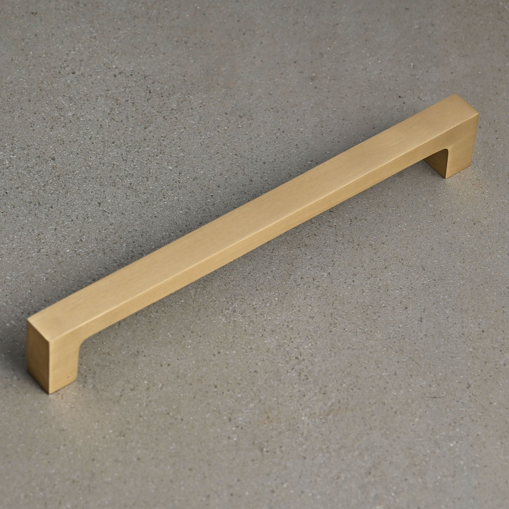 Solid Brushed Satin Brass Square Bar Pull Handles | 4 Sizes-Cabinet Handles-Yester Home