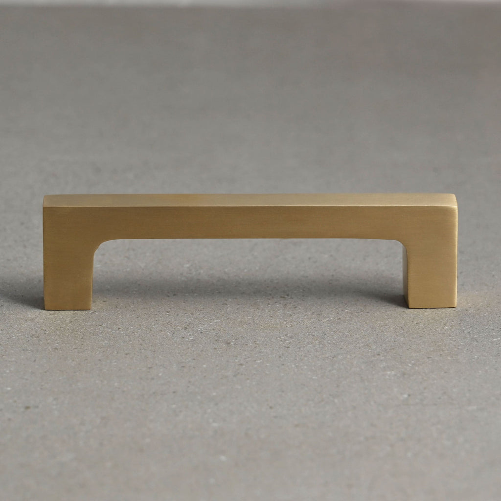 Solid Brushed Satin Brass Square Bar Pull Handles | 4 Sizes-Cabinet Handles-Yester Home