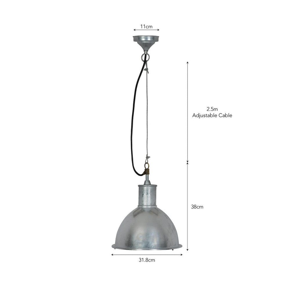 St Ives Bay Outdoor Pendant Light - Galvanised Steel-Pendant Lights-Yester Home