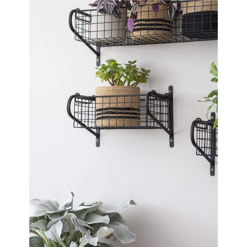 Steel Basket Wall Shelf-Racks & Shelves-Yester Home