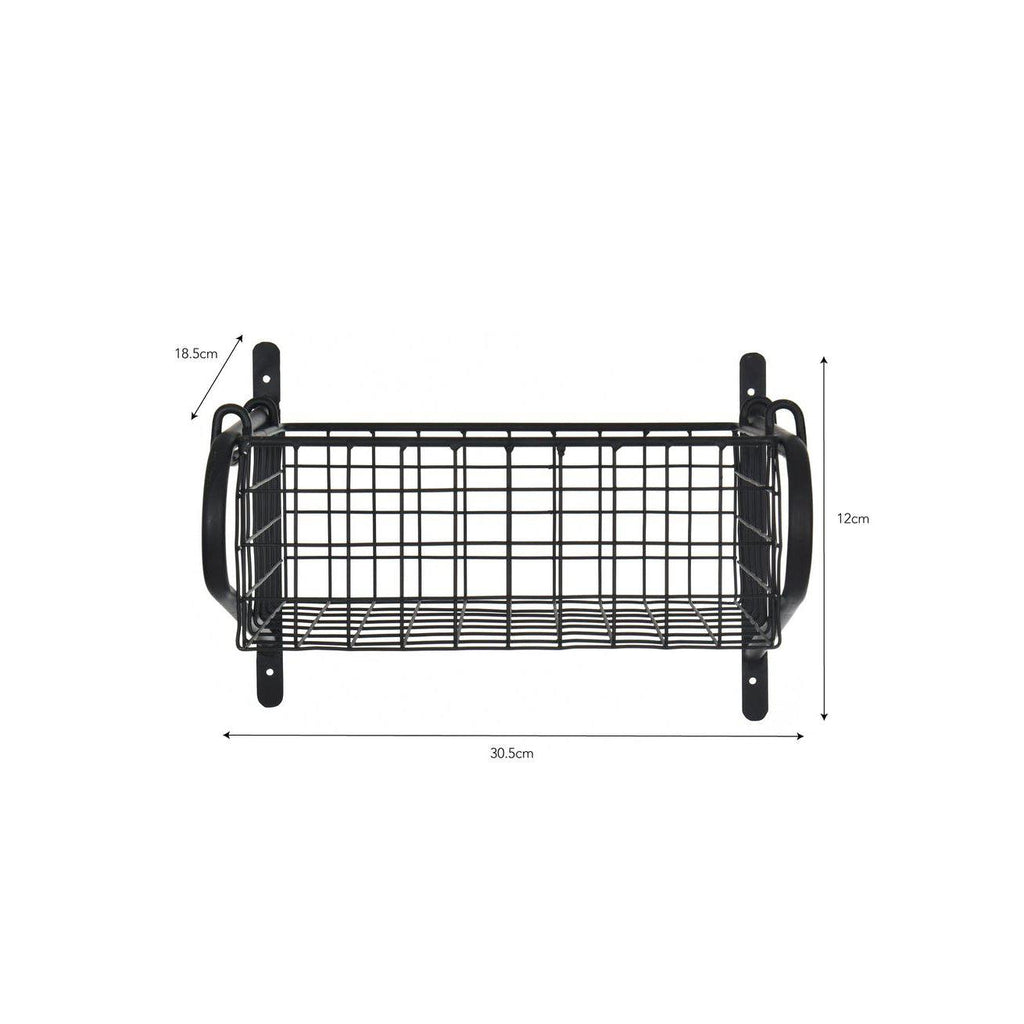 Steel Basket Wall Shelf-Racks & Shelves-Yester Home