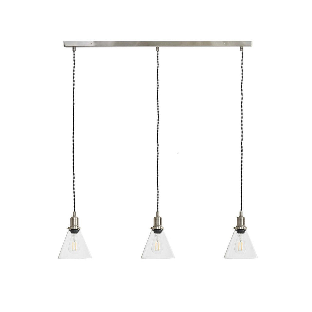 Trio of Hoxton Cone Pendant Light - Satin Nickel-Pendant & Ceiling Lights-Yester Home