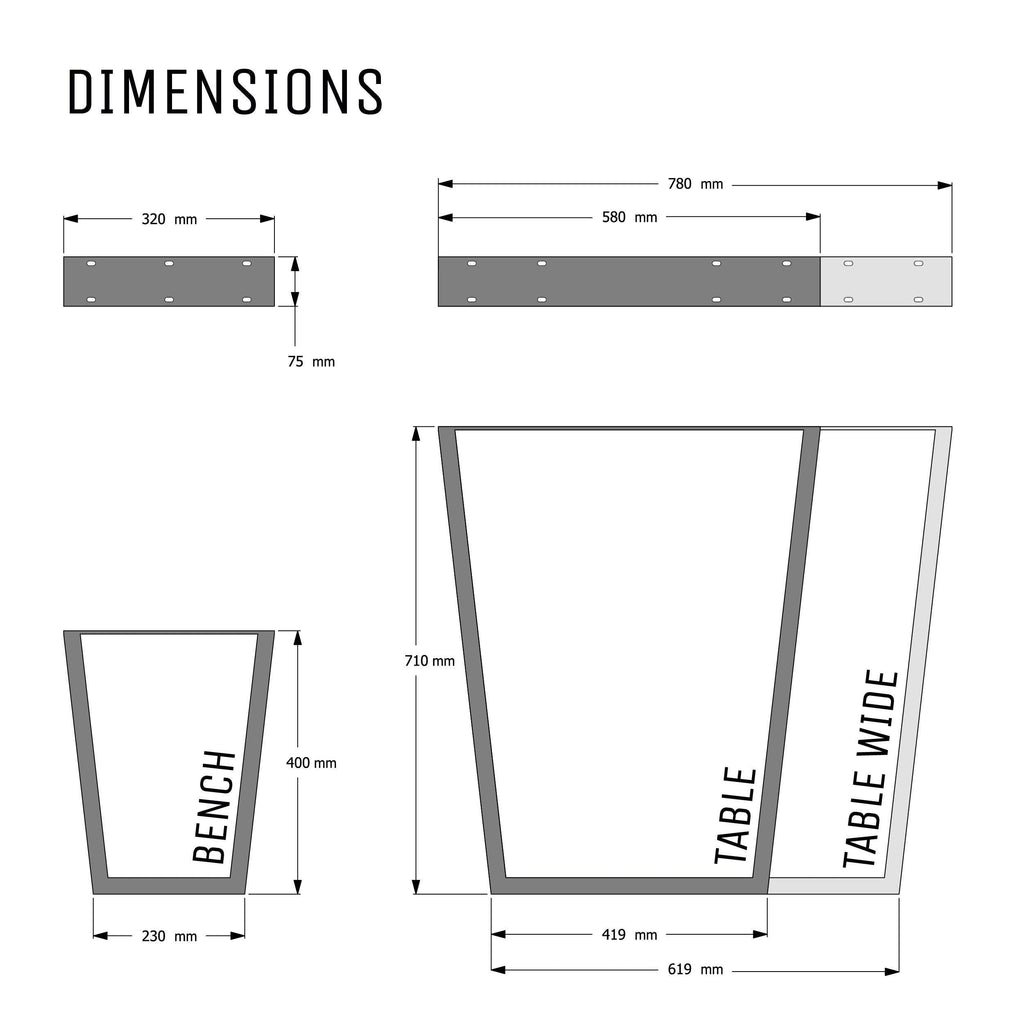 V-Frame Industrial Legs-Industrial Legs-Yester Home