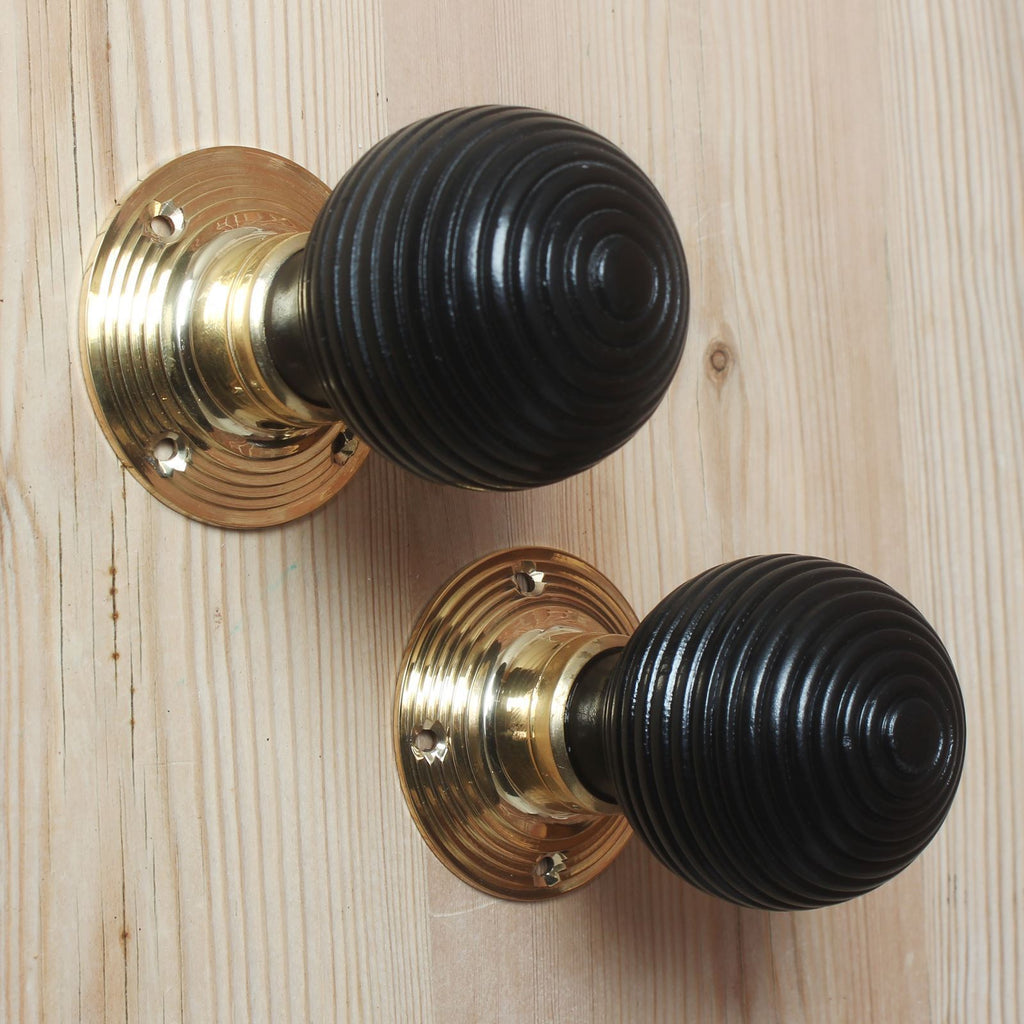 Wooden Beehive Mortice/Rim Door Knob Set-Door Knobs-Yester Home