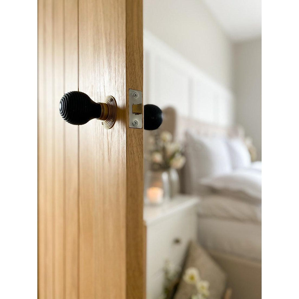 Wooden Beehive Mortice/Rim Door Knob Set-Door Knobs-Yester Home