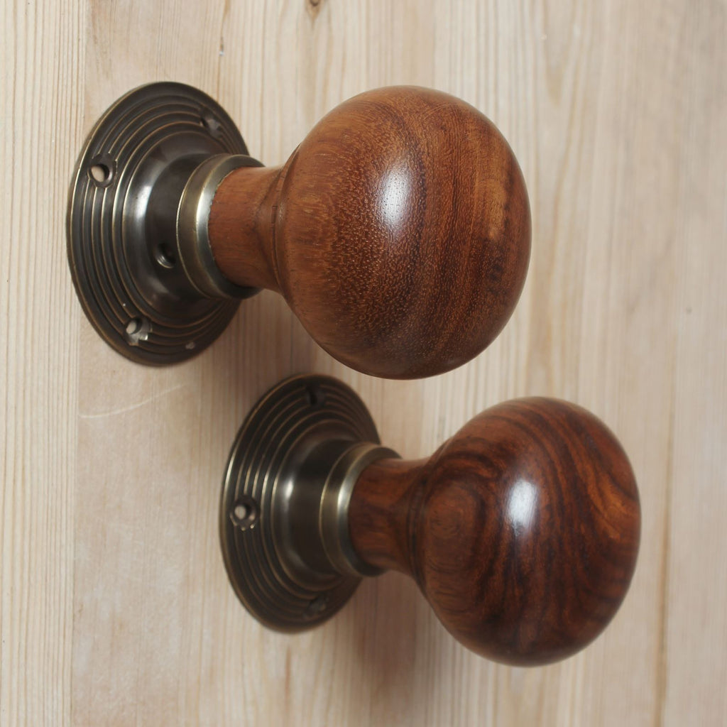 Wooden Bun Mortice/Rim Knob Set-Door Knobs-Yester Home